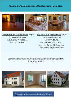 Vermietung Gemeindehaus Riedheim