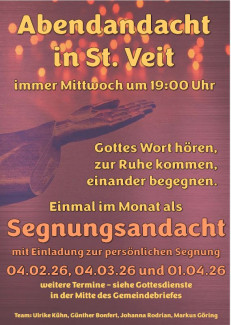 Abendandachten Februar bis April 2026