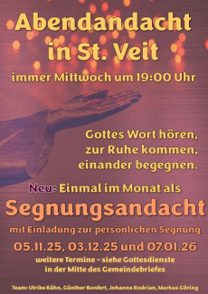 Abendandacht und Segnungsandacht